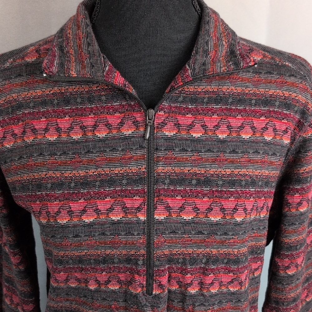 Woolrich Patterned 3 Quarter Zip Pullover Large R… - image 5